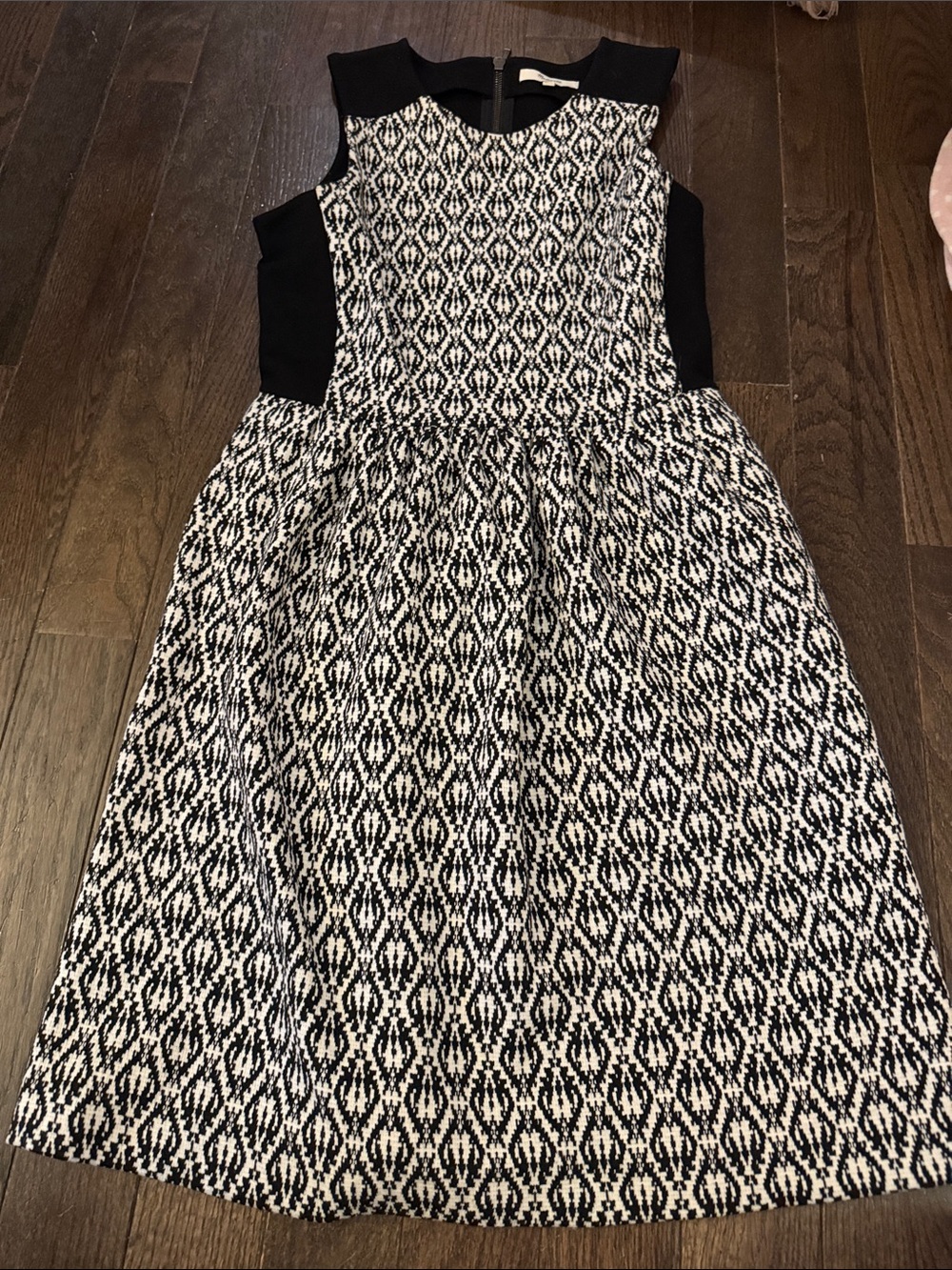 Madewell Black & White Printed Skirt Fit-and-Flare Dress